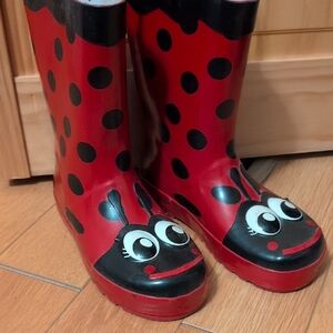 Kids Red Ladybug Rain Boots